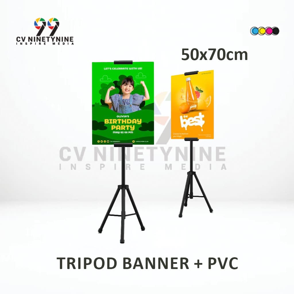 Cetak Tripod Banner + PVC Sehari Jadi