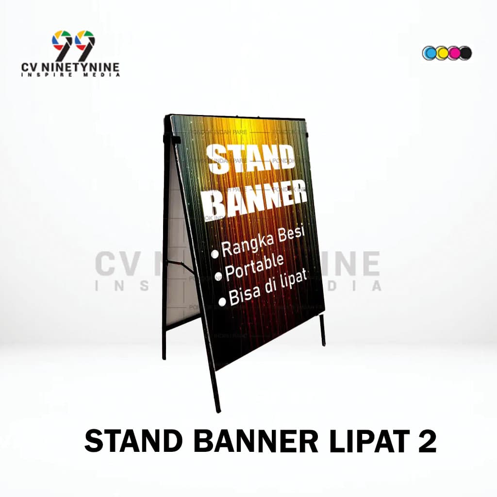 Stand Banner Besi 2 sisi + pvc sticker